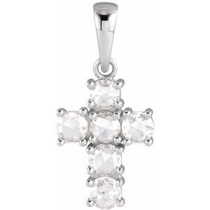 3/8 Ctw Natural Diamond Rosecut Cross Pendant (Style R42421)