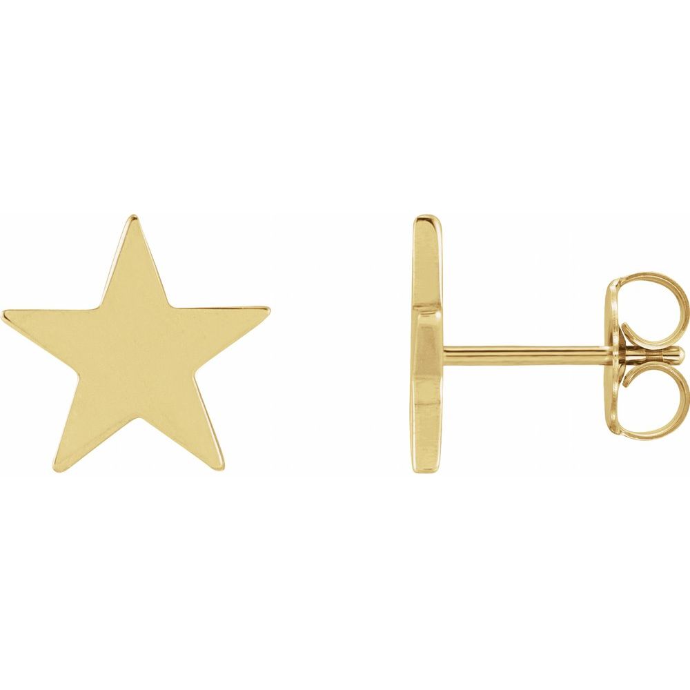14K Yellow Gold 6.2 mm Star Friction Post & Back Earrings