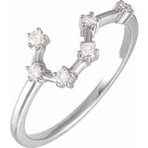 14K White Gold Natural Diamond Zodiac Constellation Ring (Style 688892)