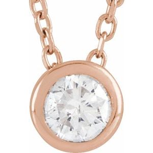 3/4 Ct Natural Diamond Solitaire Bezel-Set Necklace (Style 88111)