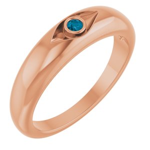 Natural London Blue Topaz Evil Eye Petite Dome Ring (Style 72339)