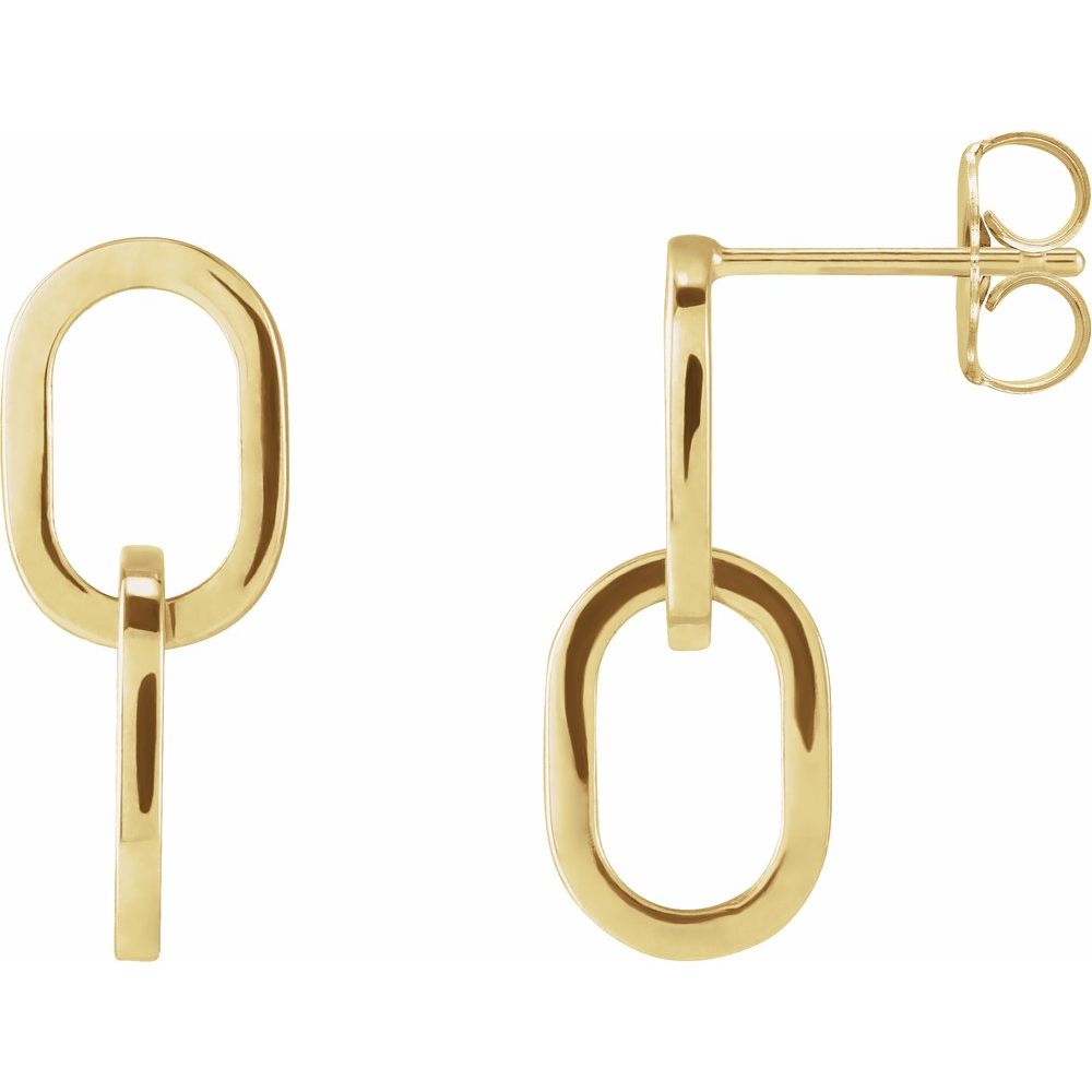 14K Yellow Gold Interlocking Oval Earrings
