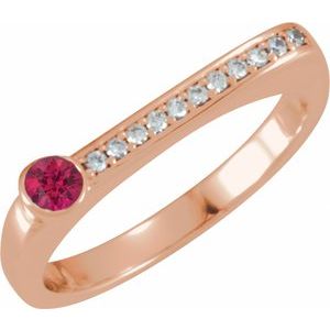 Natural Ruby And .08 CTW Natural Diamond Stackable Family Ring (Style 71524)