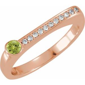 Natural Peridot And .08 CTW Natural Diamond Stackable Family Ring (Style 71524)