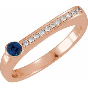Natural Blue Sapphire And .08 CTW Natural Diamond Stackable Family Ring (Style 71524)