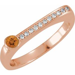 Natural Citrine And .08 CTW Natural Diamond Stackable Family Ring (Style 71524)