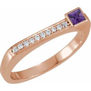 Natural Amethyst And .07 CTW Natural Diamond Stackable Family Ring (Style 71522)