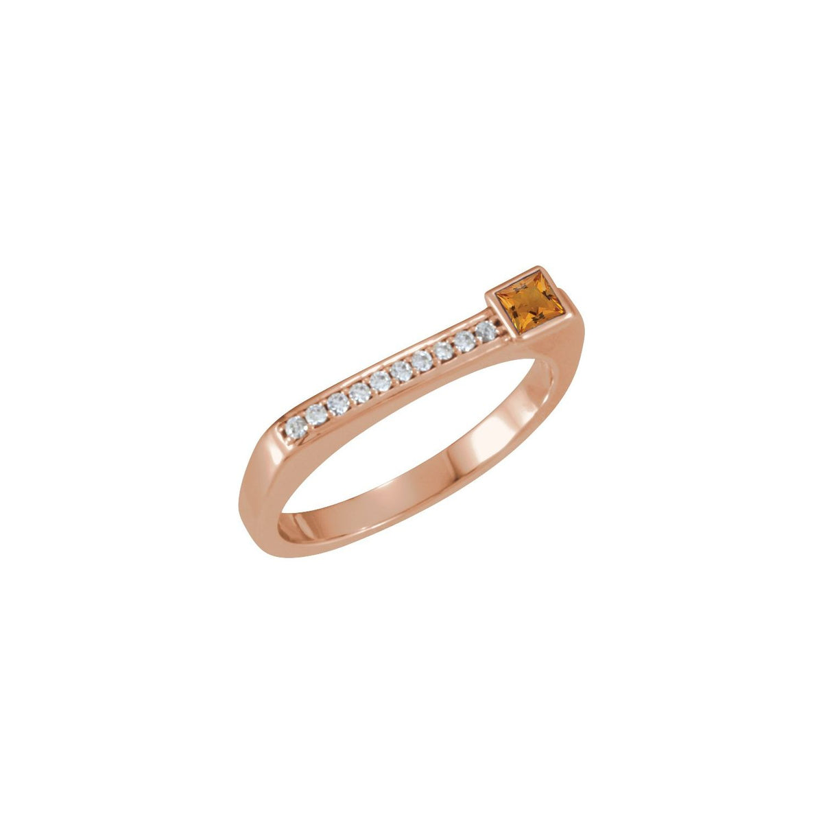 Natural Citrine And .07 CTW Natural Diamond Stackable Family Ring (Style 71522)