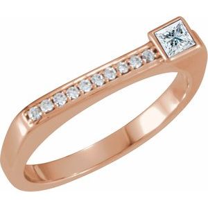 Natural White Sapphire And .07 CTW Natural Diamond Stackable Family Ring (Style 71522)