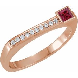 Natural Ruby And .07 CTW Natural Diamond Stackable Family Ring (Style 71522)