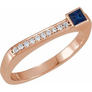Natural Blue Sapphire And .07 CTW Natural Diamond Stackable Family Ring (Style 71522)