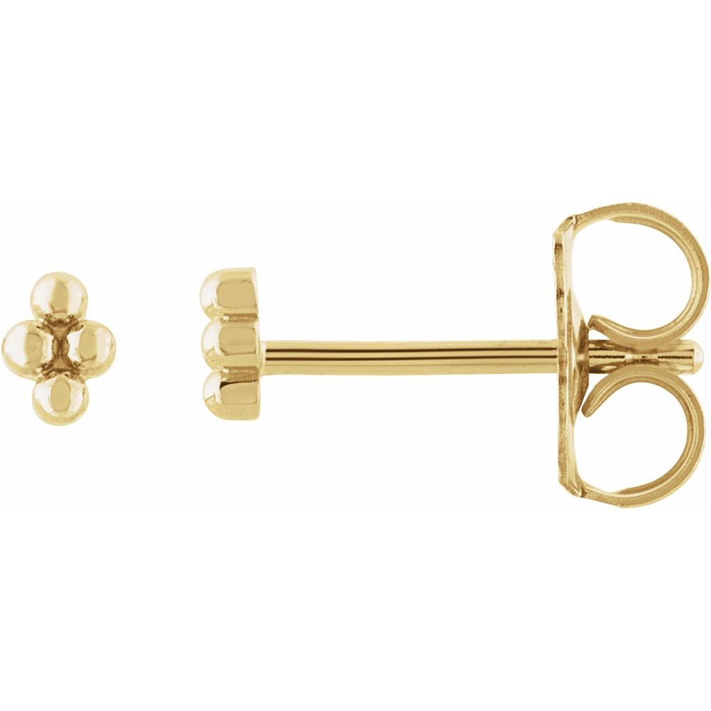 14K Yellow Gold 4 Beads Stud Earrings