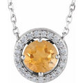 Natural Citrine And .05 Ctw Natural Diamond Necklace (Style 86066)