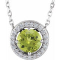 Natural Peridot And .05 Ctw Natural Diamond Necklace (Style 86066)