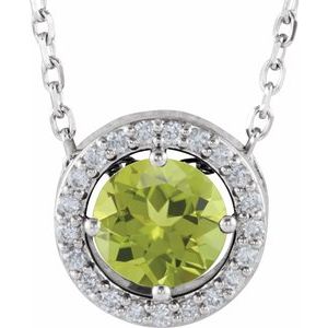 Natural Peridot And .05 Ctw Natural Diamond Necklace (Style 86066)