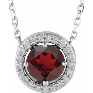Natural Mozambique Garnet And .05 Ctw Natural Diamond Necklace (Style 86066)