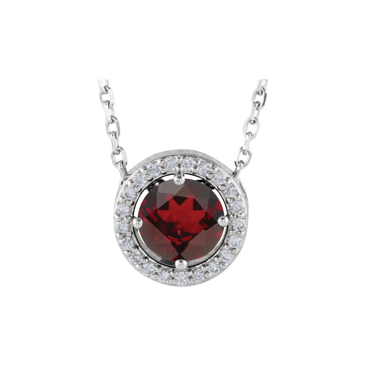 Natural Mozambique Garnet And .05 Ctw Natural Diamond Necklace (Style 86066)