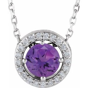 Natural Amethyst And .05 Ctw Natural Diamond Necklace (Style 86066)