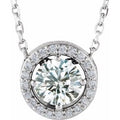 Natural White Sapphire And .05 Ctw Natural Diamond Necklace (Style 86066)