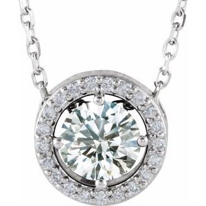 Natural White Sapphire And .05 Ctw Natural Diamond Necklace (Style 86066)