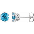 Natural Swiss Blue Topaz Earrings With Backs (Style 28808)