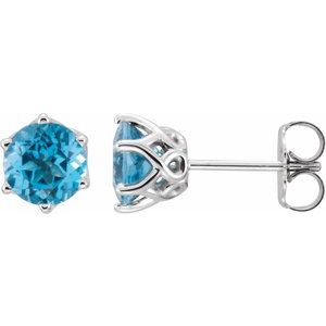 Natural Swiss Blue Topaz Earrings With Backs (Style 28808)