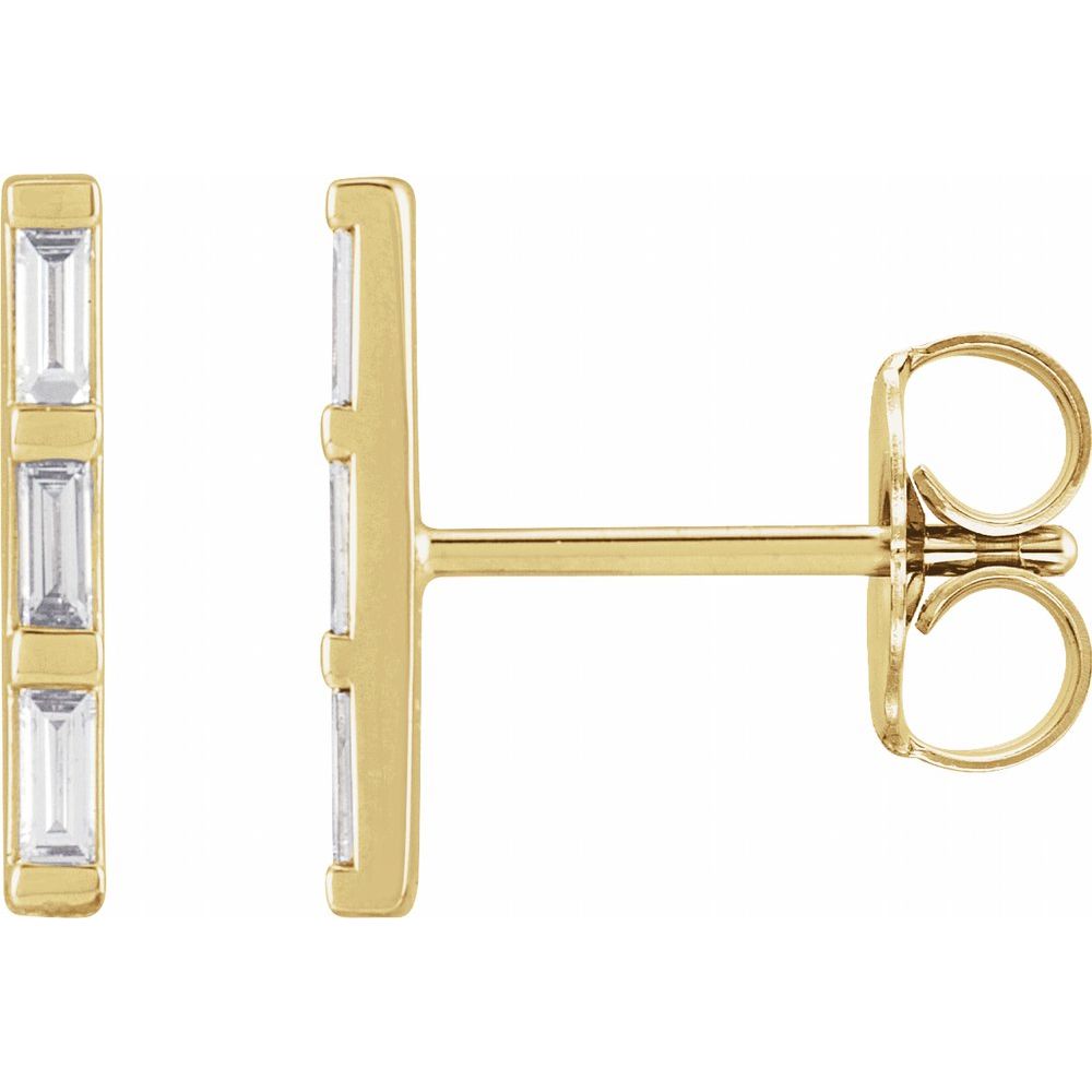 14K Yellow Gold 1/8 CTW Natural Diamond Bar Earrings