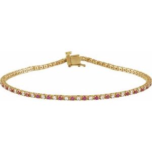 Natural Ruby And 5/8 Ctw Diamond Line Bracelet (Style BRC899)