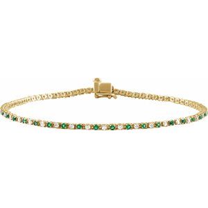 Natural Emerald And 5/8 Ctw Diamond Line Bracelet (Style BRC899)