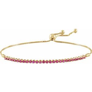 Natural Ruby Adjustable Bolo Bracelet (Style BRC900)