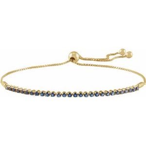 Natural Blue Sapphire Adjustable Bolo Bracelet (Style BRC900)