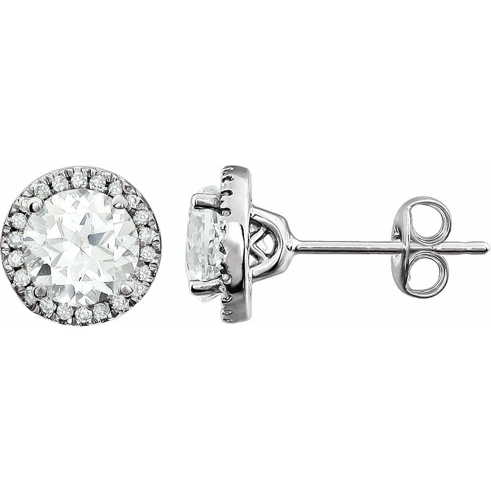 Round 4-Prong Halo-Style Birthstone Earrings