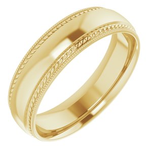 14K Gold Milgrain and Rope Comfort-Fit Wedding Band