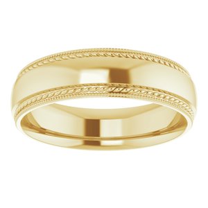 14K Gold Milgrain and Rope Comfort-Fit Wedding Band