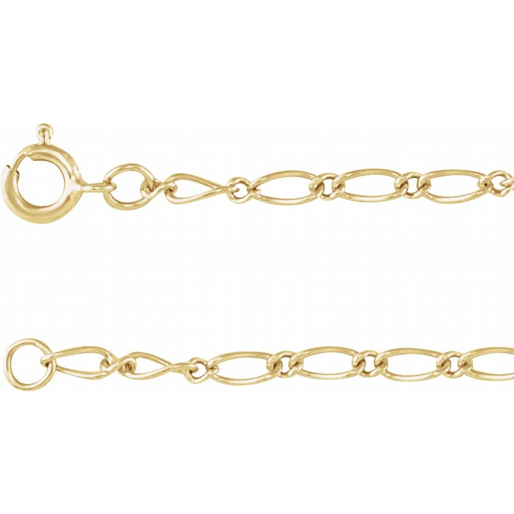 14K Yellow 1.5 mm Figaro 16" Chain
