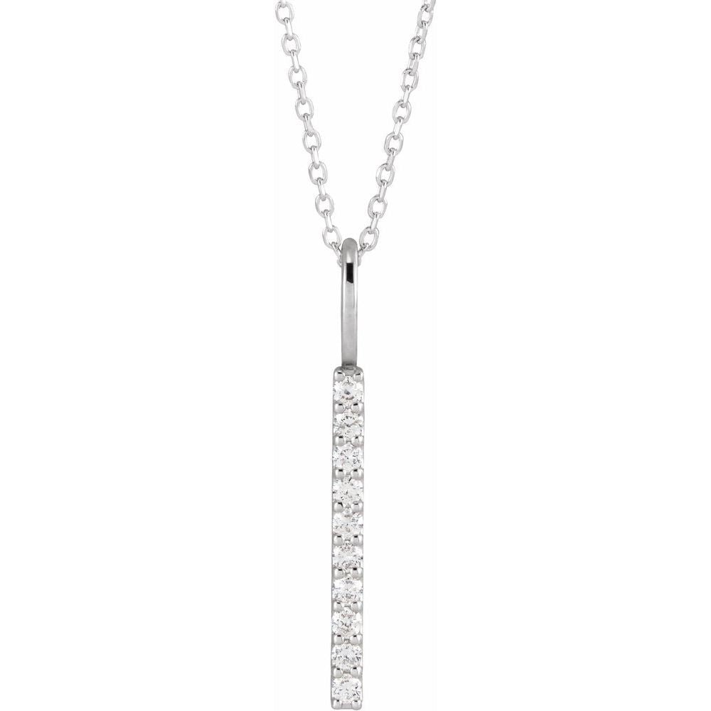 14K White Gold 1/6 CTW Natural Diamond Vertical Bar 16-18" Necklace