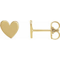 14K Yellow Gold 6 mm Asymmetrical Heart Earrings