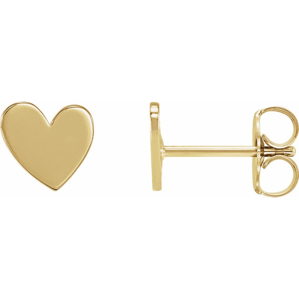 14K Yellow Gold 6 mm Asymmetrical Heart Earrings