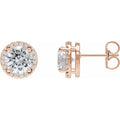 Round Halo-Style Low Stud Earrings
