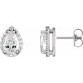 Pear 4-Prong Halo-Style Low Stud Earring