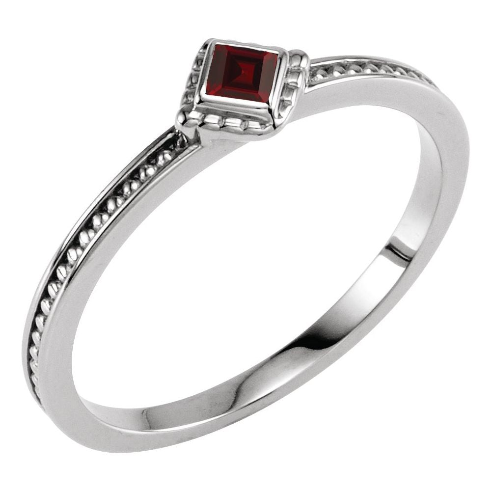 Natural Mozambique Garnet Family Stackable Ring (Style 71520)