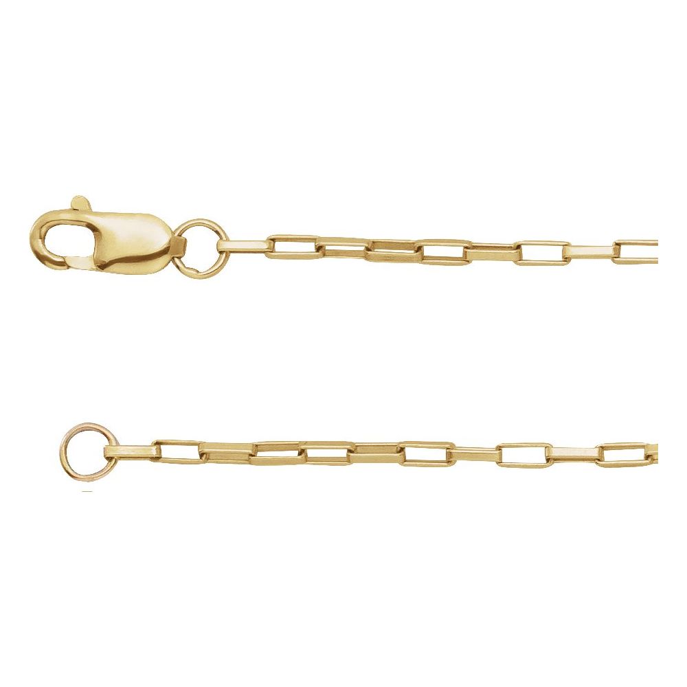 14K Yellow 1.2 mm Paperclip-Style 18" Chain