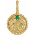 14K Yellow Gold Natural Emerald & .005 CTW Natural Diamond Aries Charm/Pendant