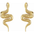 14K Yellow Gold Pair Snake Friction Back Earring