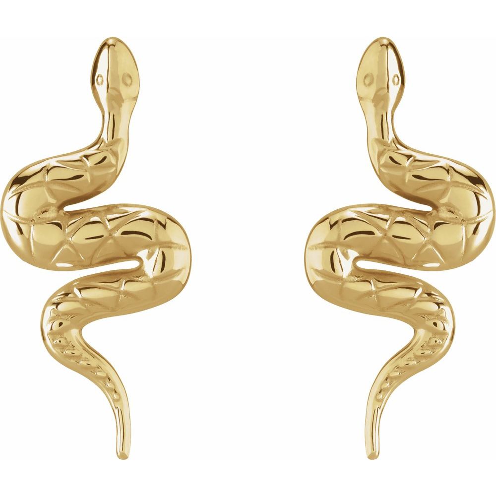 14K Yellow Gold Pair Snake Friction Back Earring