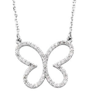 1/5 Ctw Natural Diamond Butterfly Necklace (Style 66437)