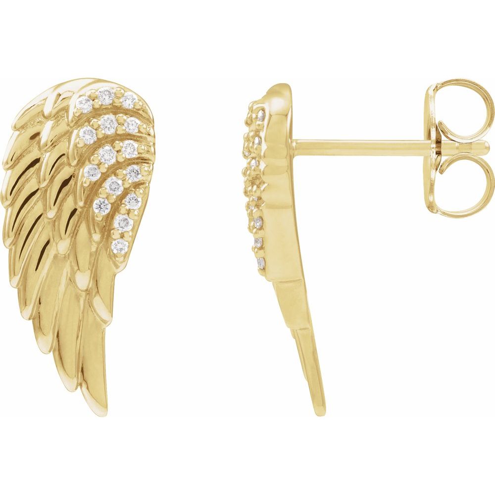 14K Yellow Gold .07 CTW Natural Diamond Angel Wing Earrings