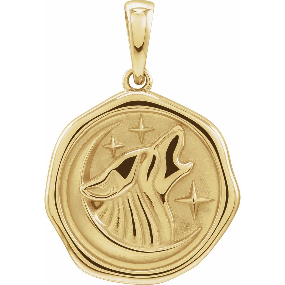 Believer 14K Yellow Gold Symbolic Wolf Animal Pendant