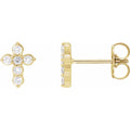 14K Yellow Gold 1/6 CTW Natural Diamond Cross Earrings