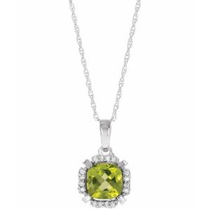 Natural Peridot And .04 Ctw Natural Diamond Necklace (Style 651953)